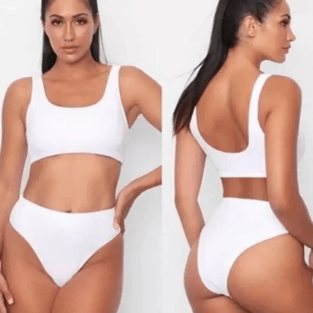 NWT Frederick's of Hollywood Vedra White Bikini Swim Bathing Suit Size Medium